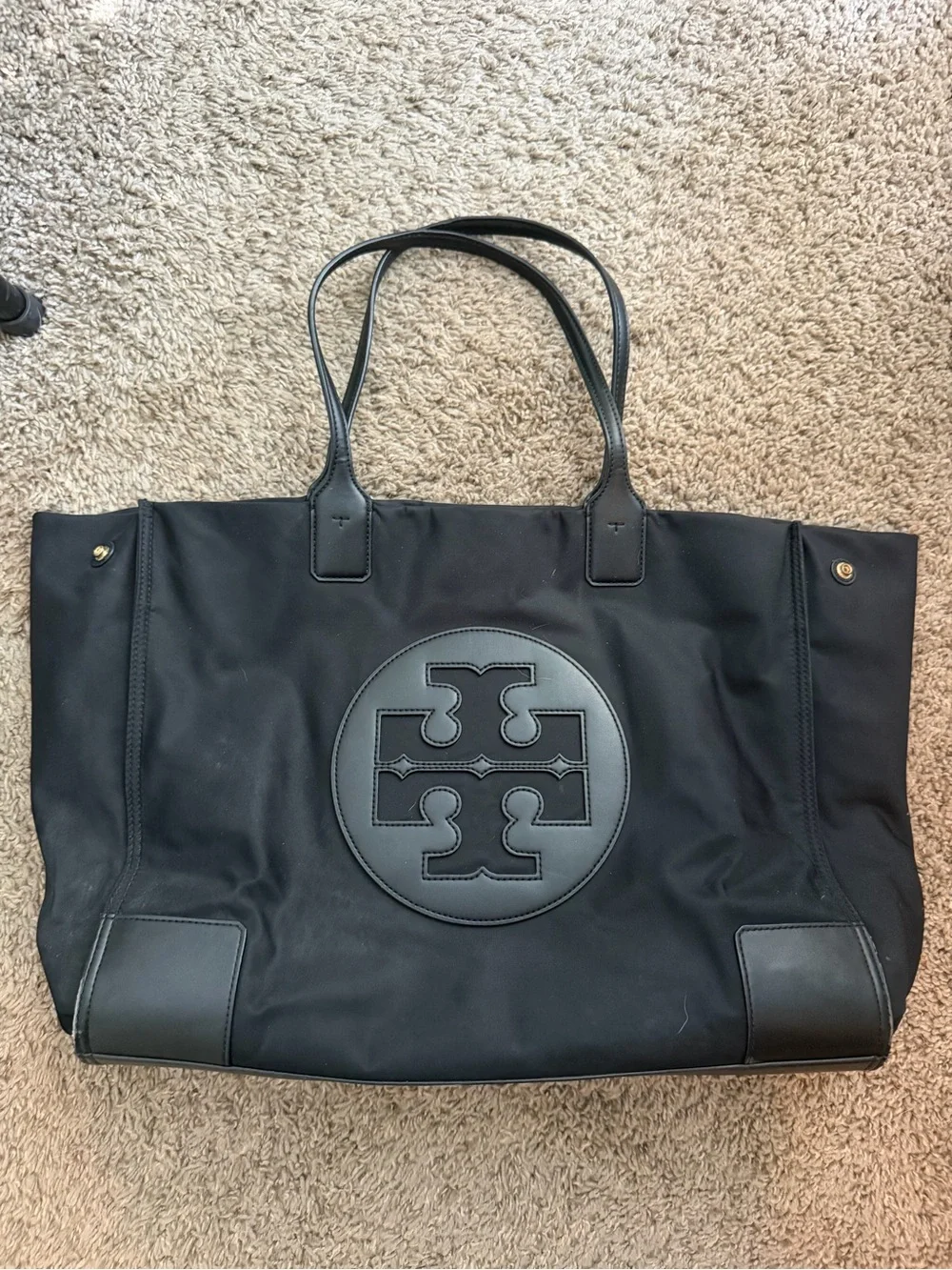 Tory Burch Black Logo Nylon Tote